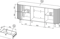 Komody></noscript>DOLMAR Nowoczesna czarna komoda z szufladami 190 cm ZELDA czarny