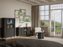 Komody></noscript>DOLMAR Nowoczesna czarna komoda z szufladami 190 cm ZELDA czarny