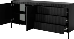 Zestawy Mebli Do Salonu|Komody></noscript>LASKI Nowoczesna czarna komoda z szufladami do salonu 187 cm SAREVO czarny