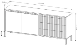 Zestawy Mebli Do Salonu|Komody></noscript>LASKI Nowoczesna czarna komoda z szufladami do salonu 187 cm SAREVO czarny