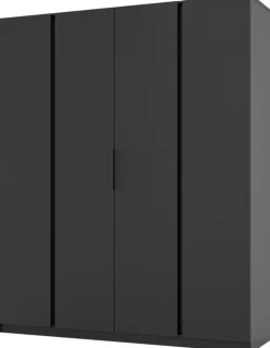 Meble Młodzieżowe|Szafy Do Przedpokoju>Lempert Nowoczesna czarna szafa czterodrzwiowa z półkami 200 cm KARAT czarny