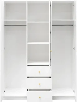 Meble Dla Dzieci|Szafy Trzydrzwiowe>Stolar Nowoczesna czarna szafa z lustrem i szufladami 150 cm SELMA czarny