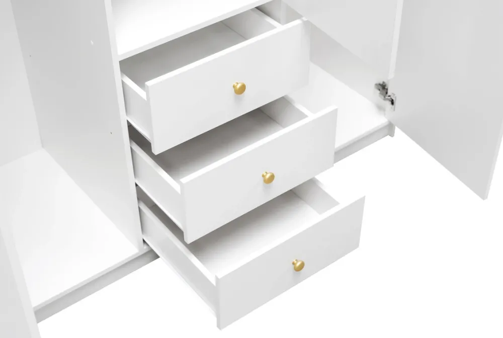 Meble Dla Dzieci|Szafy Trzydrzwiowe>Stolar Nowoczesna czarna szafa z lustrem i szufladami 150 cm SELMA czarny