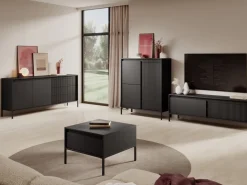 Szafki Rtv></noscript>LASKI Nowoczesna czarna szafka RTV pod telewizor 187 cm do salonu SAREVO czarny