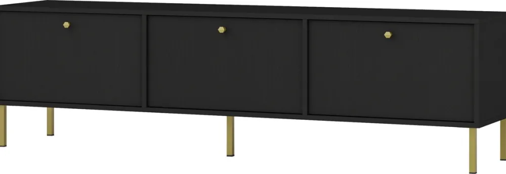 Szafki Rtv>Lempert Nowoczesna czarna szafka RTV pod telewizor 180 cm TOKEN czarny grafit