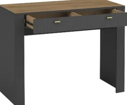 Zestawy Mebli Do Sypialni|Toaletki I Konsole>DOLMAR Nowoczesna czarna toaletka z szufladami 102 cm MISTY czarny