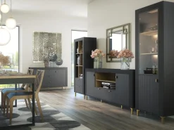 Zestawy Mebli Do Sypialni|Toaletki I Konsole></noscript>DOLMAR Nowoczesna czarna toaletka z szufladami 102 cm MISTY czarny