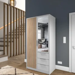 Szafy Dwudrzwiowe|Szafy Do Przedpokoju></noscript>Stolar Nowoczesna dwudrzwiowa szafa z lamelami 100 cm BILL