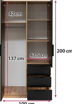 Szafy Dwudrzwiowe|Szafy Do Przedpokoju></noscript>Stolar Nowoczesna dwudrzwiowa szafa z lamelami 100 cm BILL