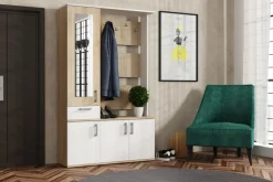 Garderoby|Zestawy Mebli Do Przedpokoju>Meblohand Nowoczesna garderoba do przedpokoju z lustrem i szufladą LUCCA