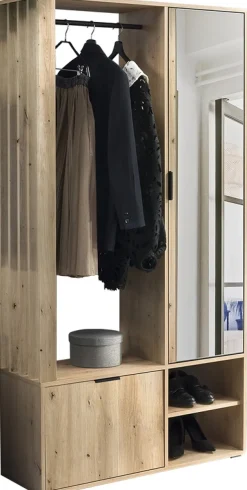 Garderoby|Zestawy Mebli Do Przedpokoju>JARSTOL Nowoczesna garderoba do przedpokoju z lustrem MORTIS dąb artisan