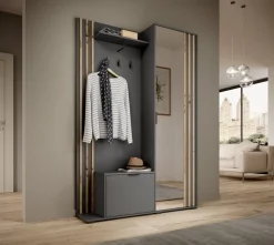 Zestawy Mebli Do Przedpokoju>PIASKI Nowoczesna garderoba do przedpokoju z lustrem KELLY grafit