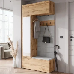 Garderoby>BRATEX Nowoczesna garderoba do przedpokoju TESSARO dąb wotan