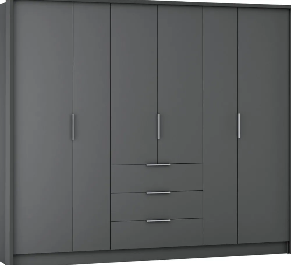 Meble Młodzieżowe|Zestawy Mebli Do Przedpokoju>Stolar Nowoczesna owa duża szafa do sypialni 255 cm BANG grafit
