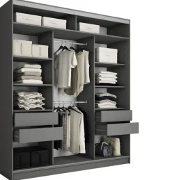 Szafy Trzydrzwiowe|Szafy Do Przedpokoju>BROMARKT Nowoczesna owa szafa przesuwna z lustrem 200 cm TOP MAX grafit