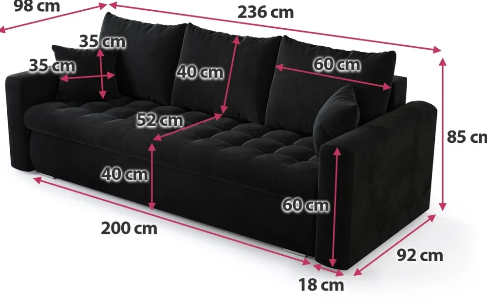 Meble Młodzieżowe|Kanapy I Sofy>BROMARKT Nowoczesna kanapa do salonu z funkcją spania i pojemnikiem LUIS