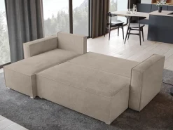 Meble Dla Dzieci|Meble Młodzieżowe>BROMARKT Nowoczesna kanapa narożna z funkcją spania sztruks TOP beż