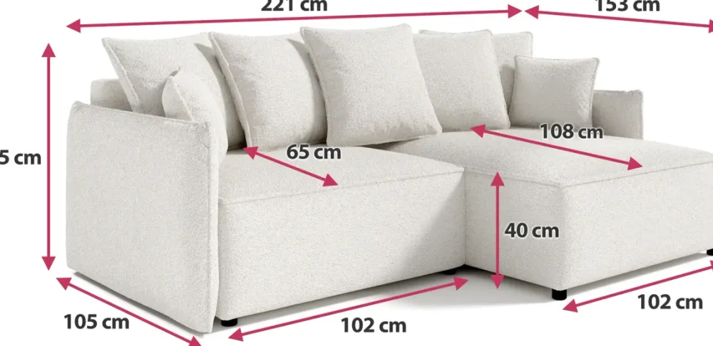 Narożniki>BROMARKT Nowoczesna kanapa rogowa szara wolnostojąca boucle ARTUR