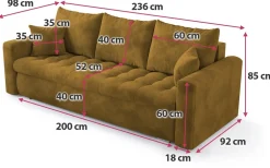 Meble Młodzieżowe|Kanapy I Sofy></noscript>BROMARKT Nowoczesna kanapa z funkcją spania do salonu LUIS musztardowa