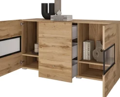 Zestawy Mebli Do Salonu|Komody>Helvetia Nowoczesna komoda 132 cm do salonu BARRET dąb wotan