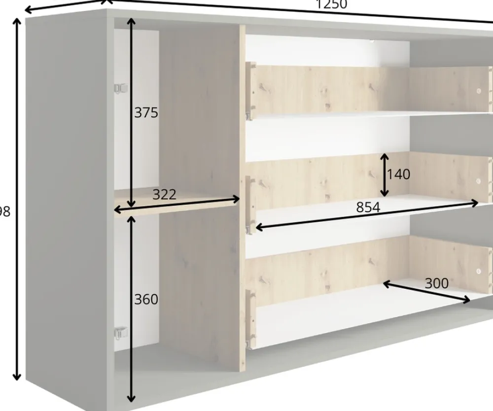 Meble Młodzieżowe|Zestawy Mebli Do Sypialni>MEBLOSIEK Nowoczesna komoda 125 cm do sypialni z szufladami RUSTICA szary grafit