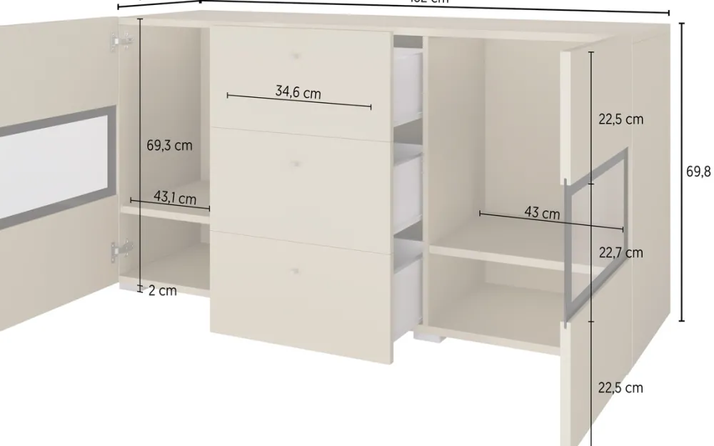 Zestawy Mebli Do Salonu|Komody>Helvetia Nowoczesna komoda 132 cm do salonu jasny BARRET beż