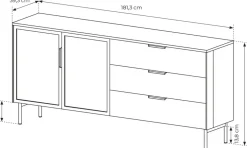 Zestawy Mebli Do Salonu|Komody></noscript>LASKI Nowoczesna komoda 181 cm do salonu kaszmir LUANO