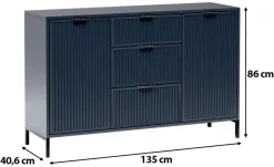 Komody></noscript>JARSTOL Nowoczesna komoda 135 cm drzwi szuflady półki LATINA indigo