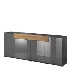 Zestawy Mebli Do Salonu|Komody>Helvetia Nowoczesna komoda 208 cm TENDER antracyt połysk