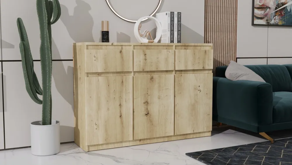 Komody>Meblohand Nowoczesna komoda 120 cm z szufladami MONTEGO dąb artisan