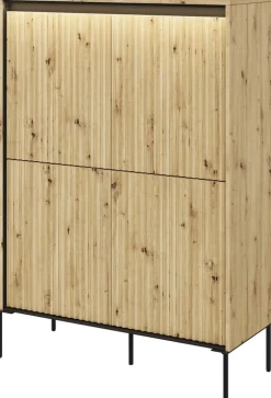 Komody>lenart. Nowoczesna komoda czterodrzwiowa do salonu z frezowanymi frontami TREND