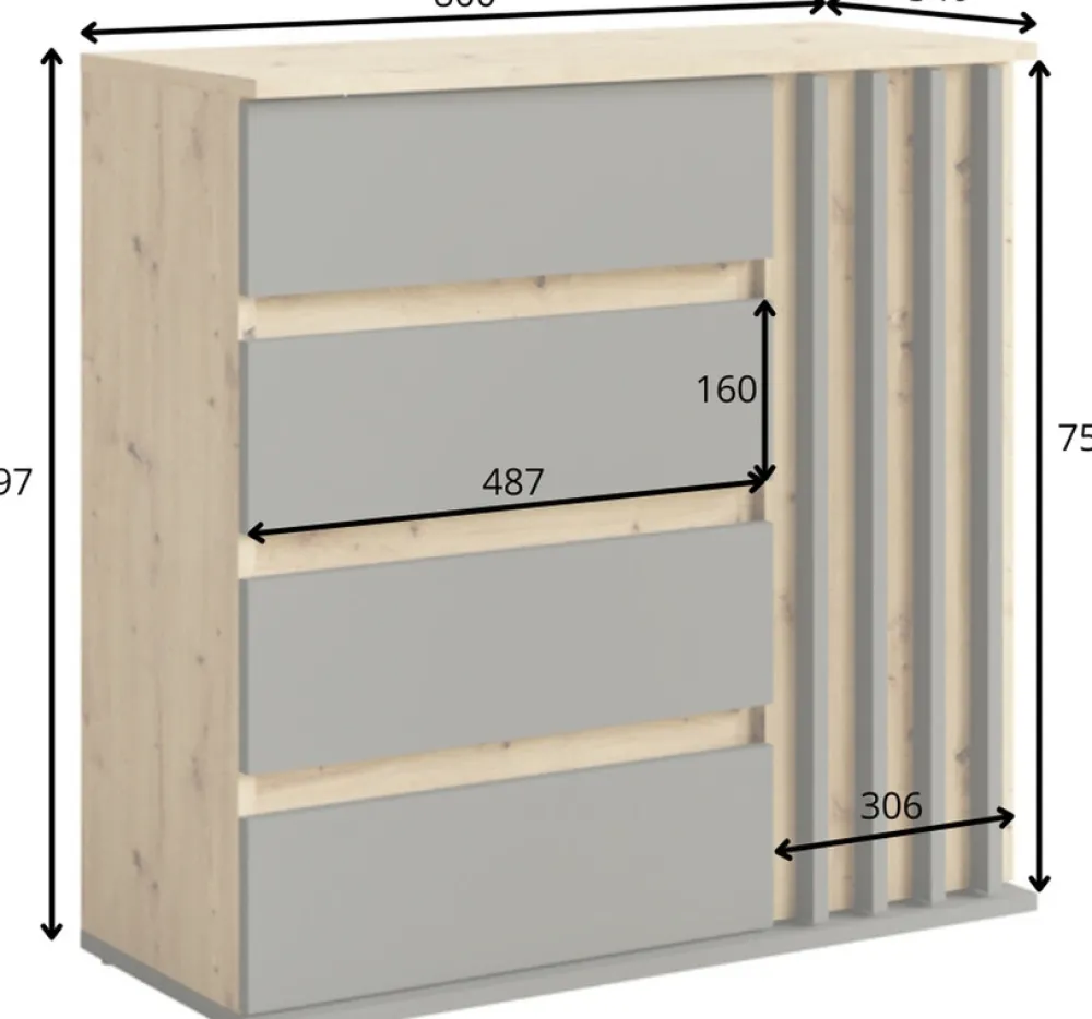 Komody>MEBLOSIEK Nowoczesna komoda do przedpokoju DORIOS z lamelami dąb artisan