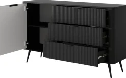Zestawy Mebli Do Salonu|Komody>LASKI Nowoczesna komoda do salonu z szufladami LEONTE czarna czarny