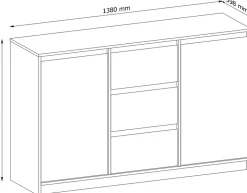 Komody></noscript>GAŁA MEBLE Nowoczesna komoda do salonu z szufladami 138 cm MARANTA