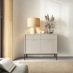 Komody></noscript>PIASKI Nowoczesna komoda do salonu 104 cm z szufladami AVANTI kaszmir