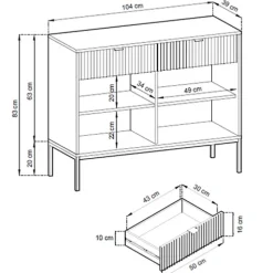 Komody></noscript>PIASKI Nowoczesna komoda do salonu 104 cm z szufladami AVANTI kaszmir