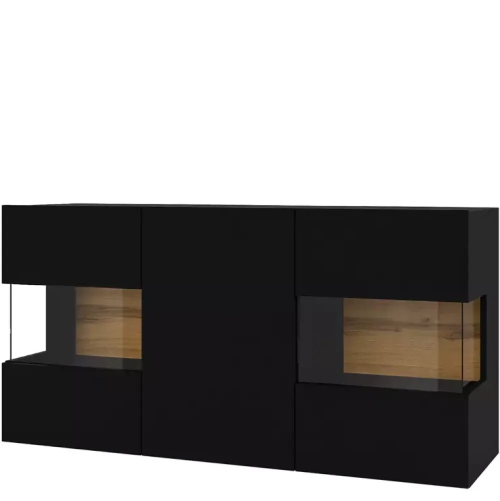 Zestawy Mebli Do Salonu|Komody>Helvetia Nowoczesna komoda do salonu czarna AVENTELI