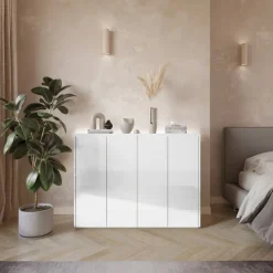 Zestawy Mebli Do Salonu|Komody></noscript>lenart. Nowoczesna komoda do salonu biały połysk 126 cm EASY EA-02