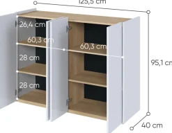 Zestawy Mebli Do Salonu|Komody></noscript>lenart. Nowoczesna komoda do salonu biały połysk 126 cm EASY EA-02