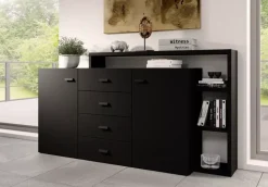 Komody></noscript>Helvetia Nowoczesna komoda do salonu TABU mat czarny
