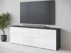 Komody></noscript>BRATEX Nowoczesna komoda do salonu VEXA z szufladami biały połysk