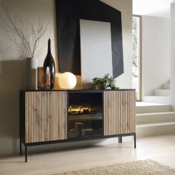 Zestawy Mebli Do Salonu|Komody></noscript>PIASKI Nowoczesna komoda do salonu SEWILLA frezowane fronty dąb wotan