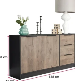 Komody></noscript>Stolar Nowoczesna komoda dwudrzwiowa z szufladami 138 cm LANTE