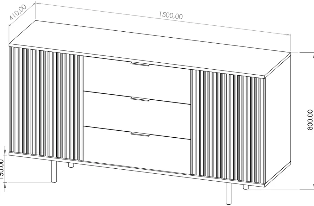 Zestawy Mebli Do Salonu|Komody>GiB Meble Nowoczesna komoda na nóżkach z półkami 150 cm NAMASTE