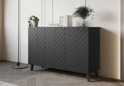 Zestawy Mebli Do Salonu|Komody></noscript>BRATEX Nowoczesna komoda na nóżkach 120 cm PUNES cichy domyk czarny