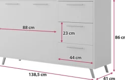 Meble Młodzieżowe|Komody></noscript>Stolar Nowoczesna komoda z drzwiami i szufladami 140 cm BILL śliwa