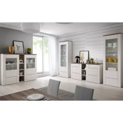 Komody></noscript>Helvetia Nowoczesna komoda z półkami 155 cm LARONA modrzew sibiu