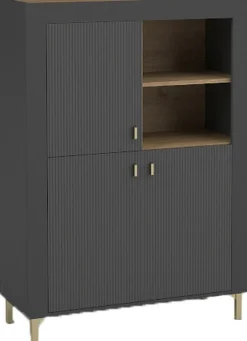 Zestawy Mebli Do Sypialni|Komody>DOLMAR Nowoczesna komoda z półkami na nóżkach do salonu 97 cm MISTY czarny