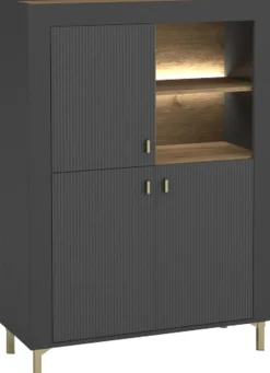 Zestawy Mebli Do Sypialni|Komody></noscript>DOLMAR Nowoczesna komoda z półkami na nóżkach do salonu 97 cm MISTY czarny