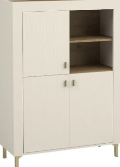 Zestawy Mebli Do Sypialni|Komody>DOLMAR Nowoczesna komoda z półkami na nóżkach do salonu 97 cm MISTY kaszmir